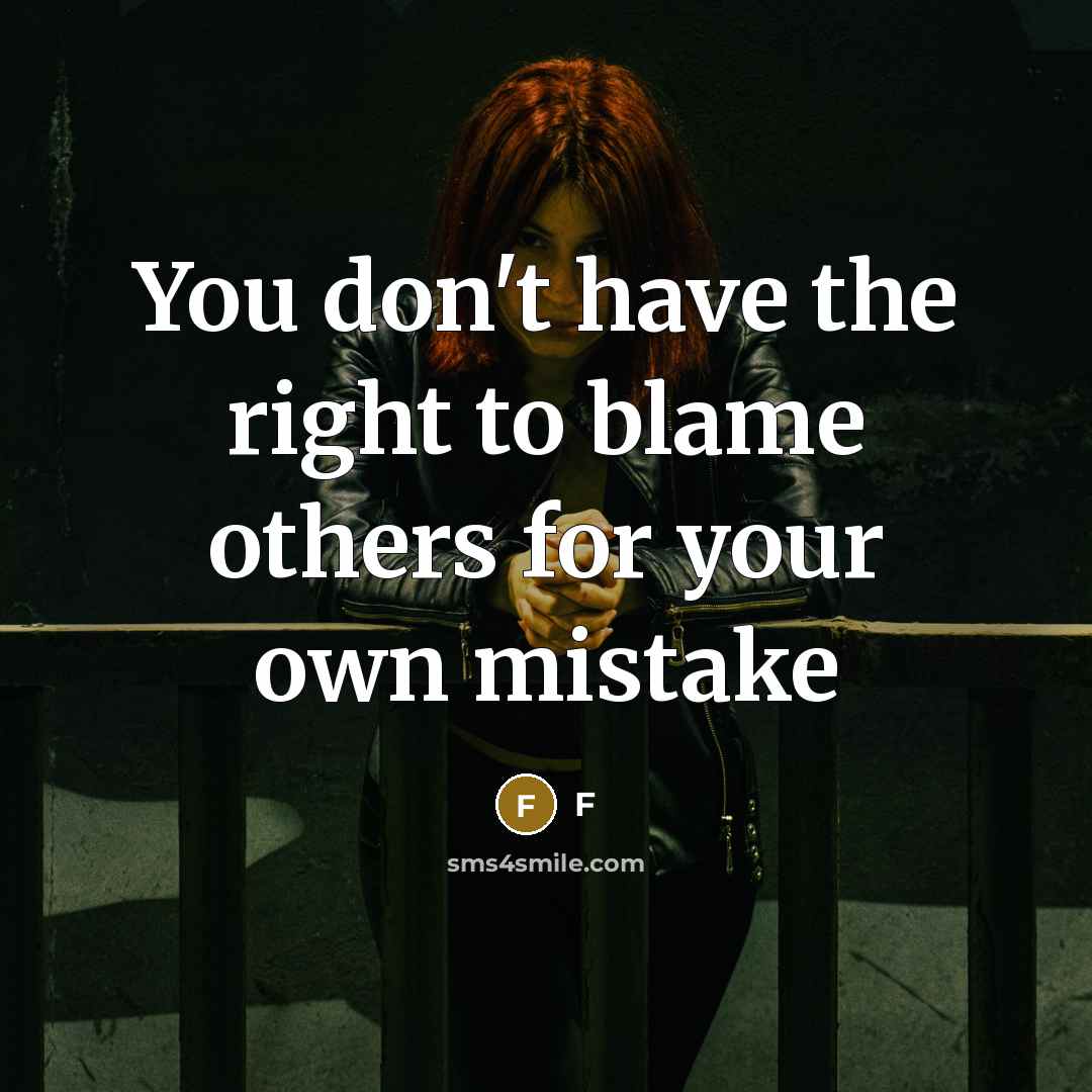 “You don't have the right to blame others for your own mistake” quote by F