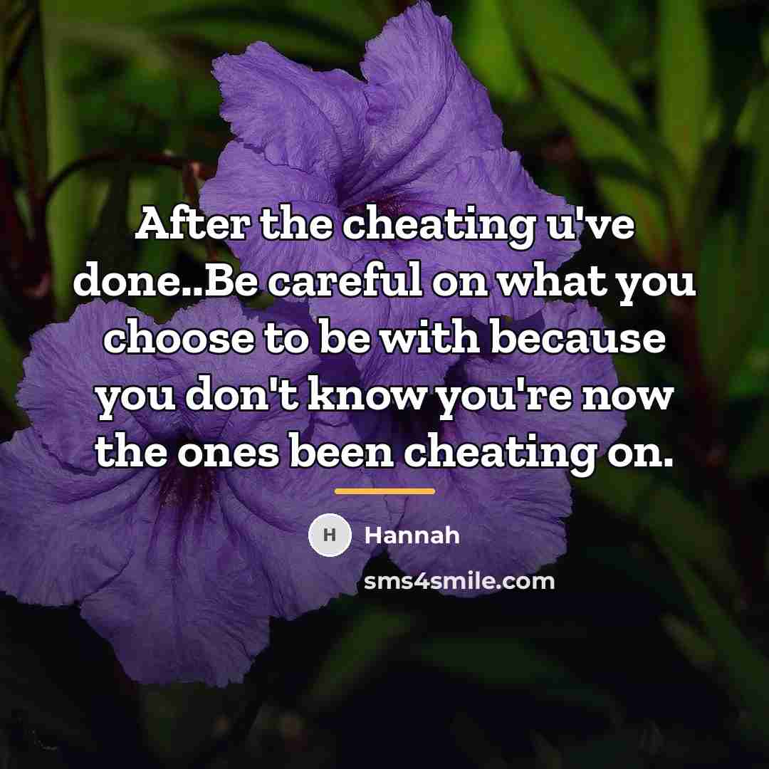 “After the cheating u've done..Be careful on what you choose…” quote by Hannah