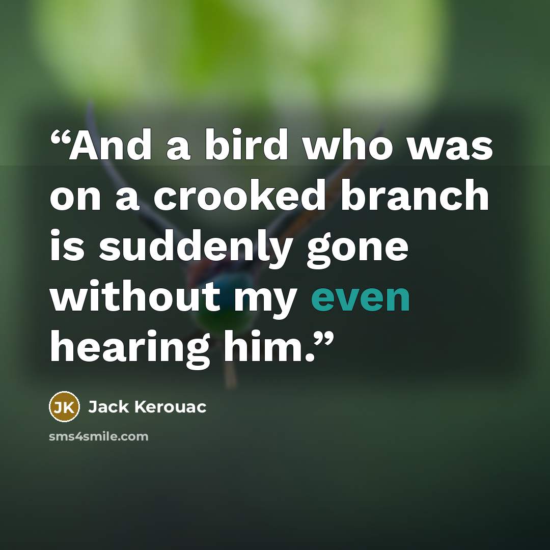 “And a bird who was on a crooked branch is suddenly gone without my even hearing him.” quote by Jack Kerouac