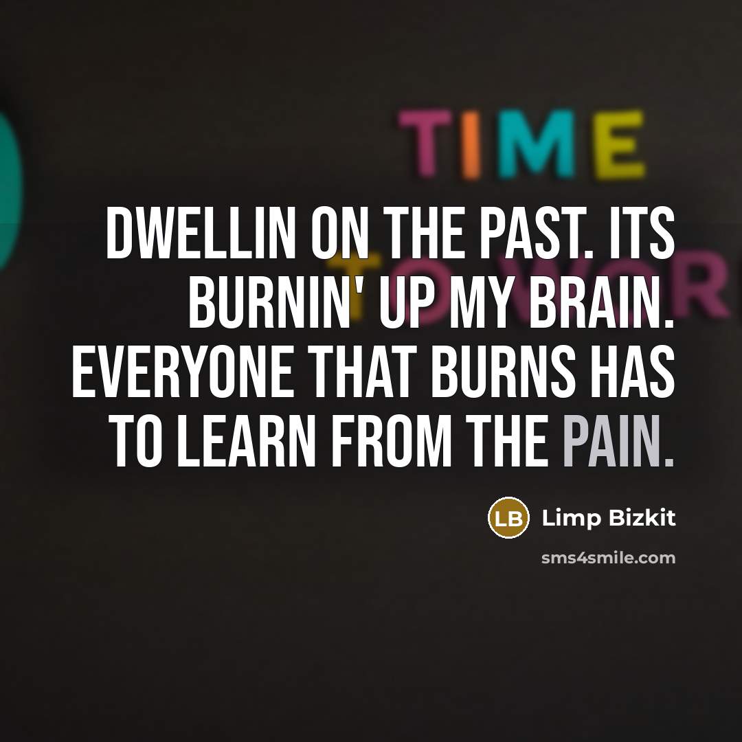 “Dwellin on the past. Its burnin' up my brain. Everyone…” quote by Limp Bizkit