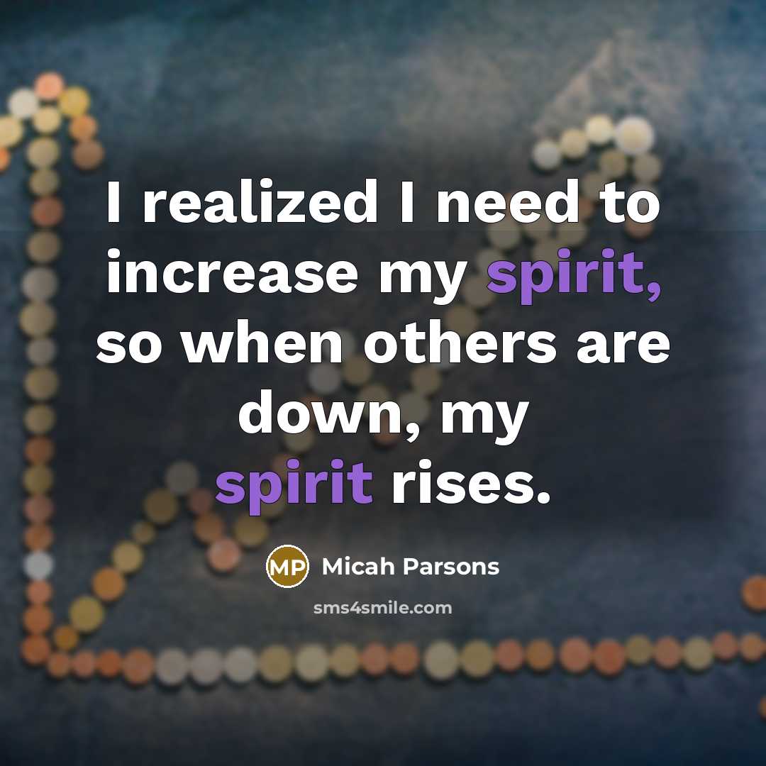 “I realized I need to increase my spirit, so when…” quote by Micah Parsons