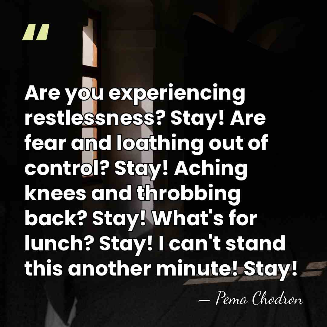 Are you experiencing restlessness? Stay! Are fear and loathing out of control?&hellip; - Pema Chodron
