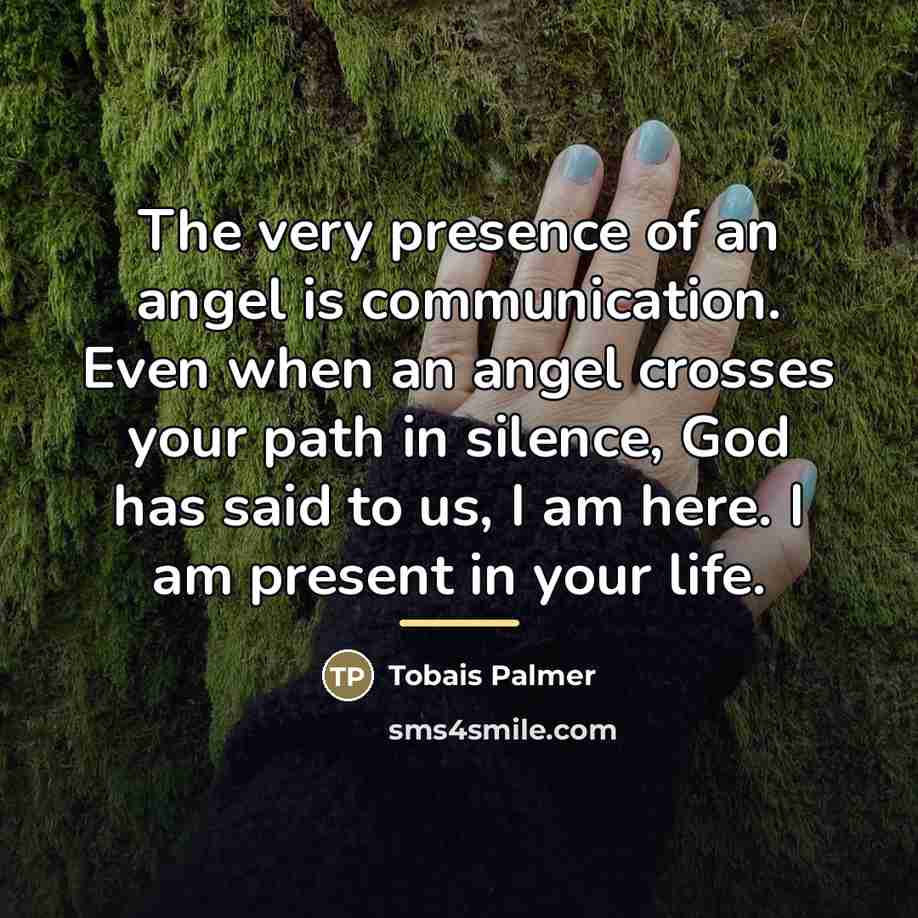 “The very presence of an angel is communication. Even when…” quote by Tobais Palmer