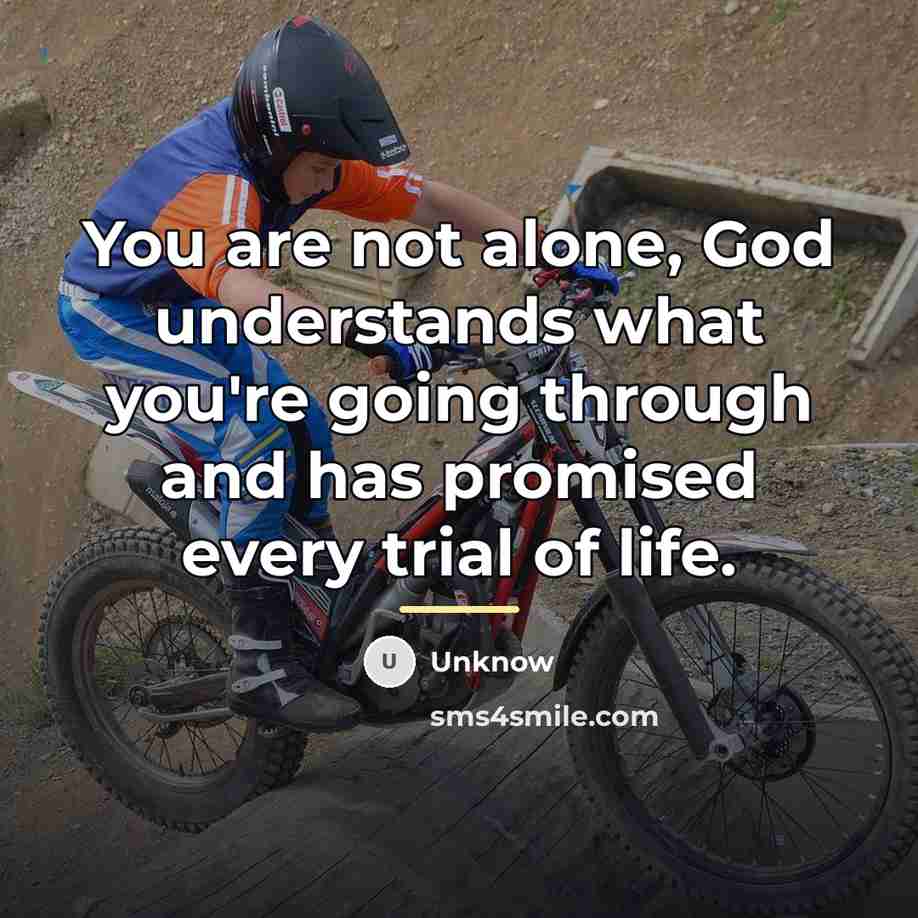“You are not alone, God understands what you're going through…” quote by Unknow