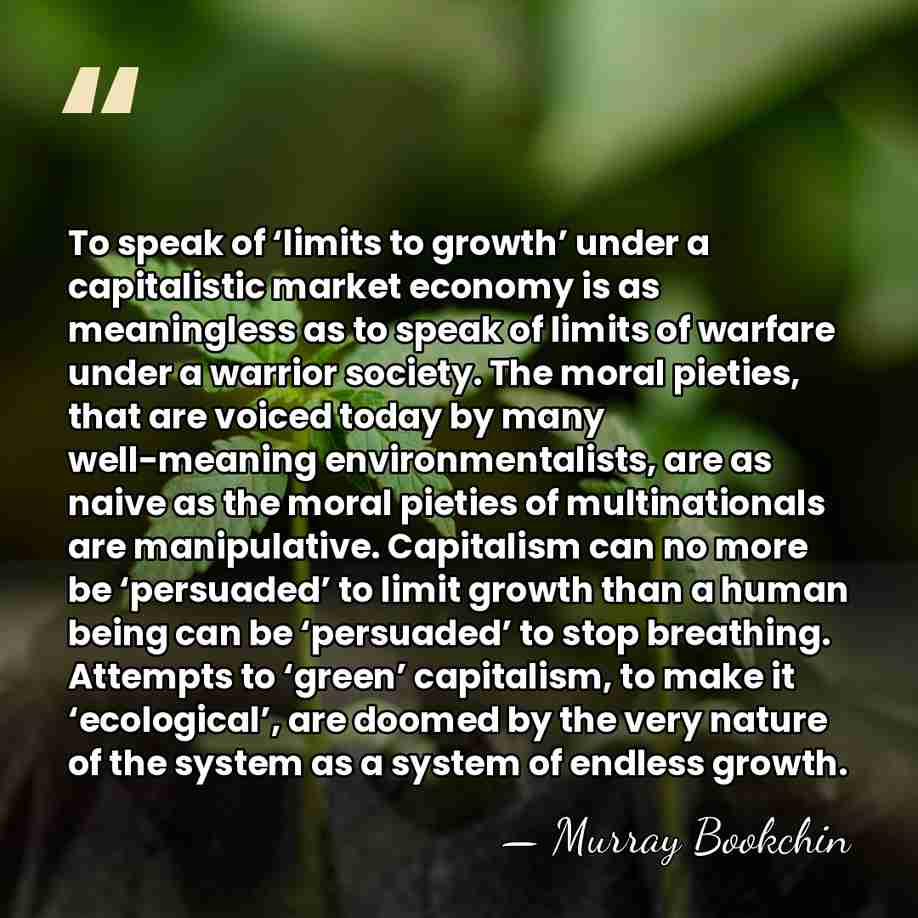 To speak of ‘limits to growth’ under a capitalistic market economy is&hellip; - Murray Bookchin