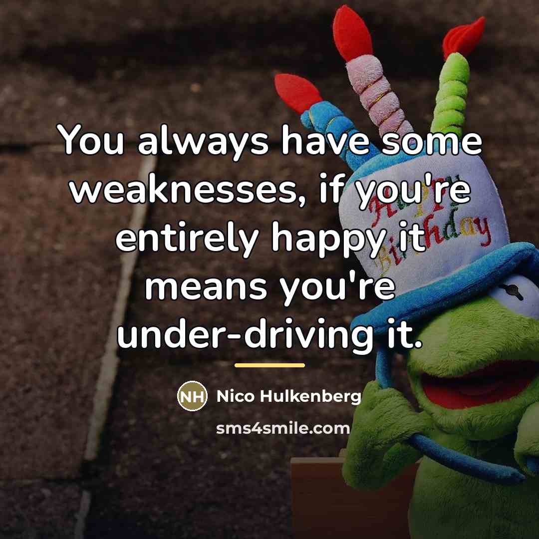 “You always have some weaknesses, if you're entirely happy it…” quote by Nico Hulkenberg