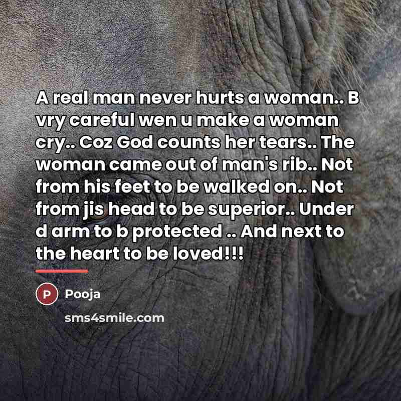 “A real man never hurts a woman.. B vry careful…” quote by Pooja