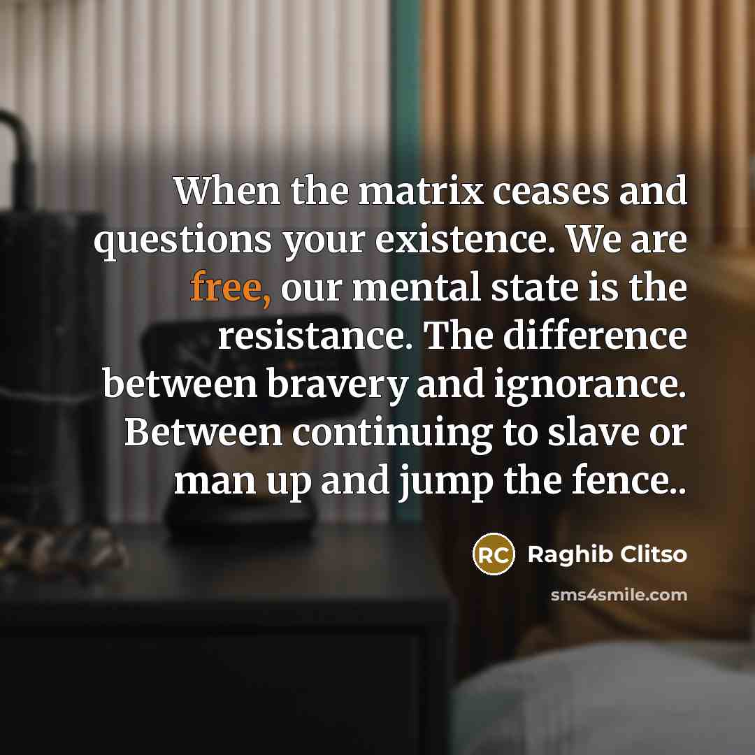 “When the matrix ceases and questions your existence. We are…” quote by Raghib Clitso