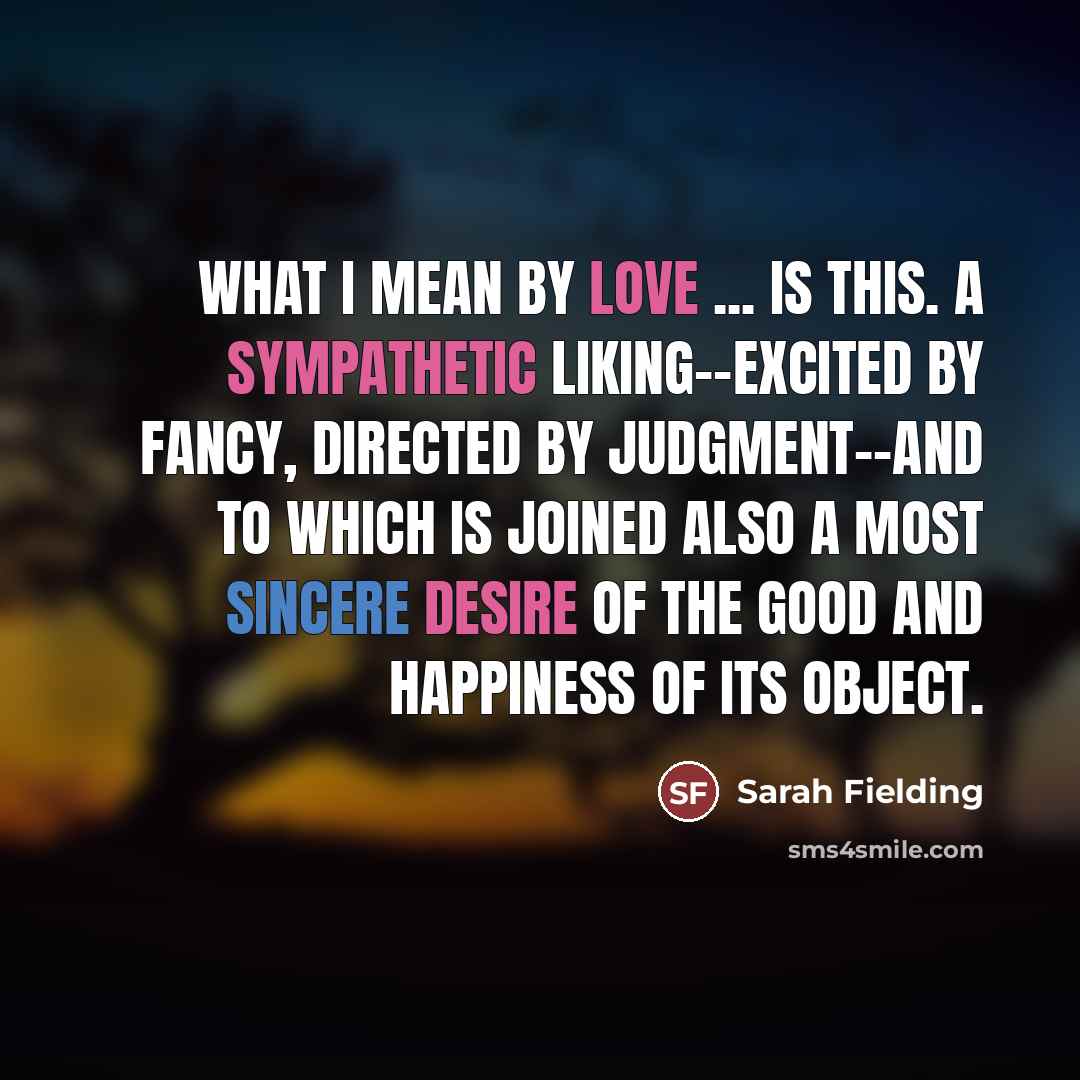 “What I mean by love ... is this. A sympathetic…” quote by Sarah Fielding