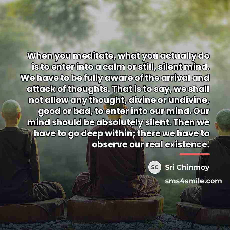 “When you meditate, what you actually do is to enter…” quote by Sri Chinmoy