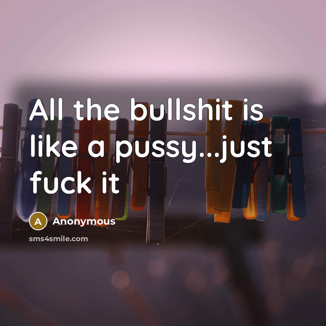 “All the bullshit is like a pussy...just fuck it…” quote by Anonymous