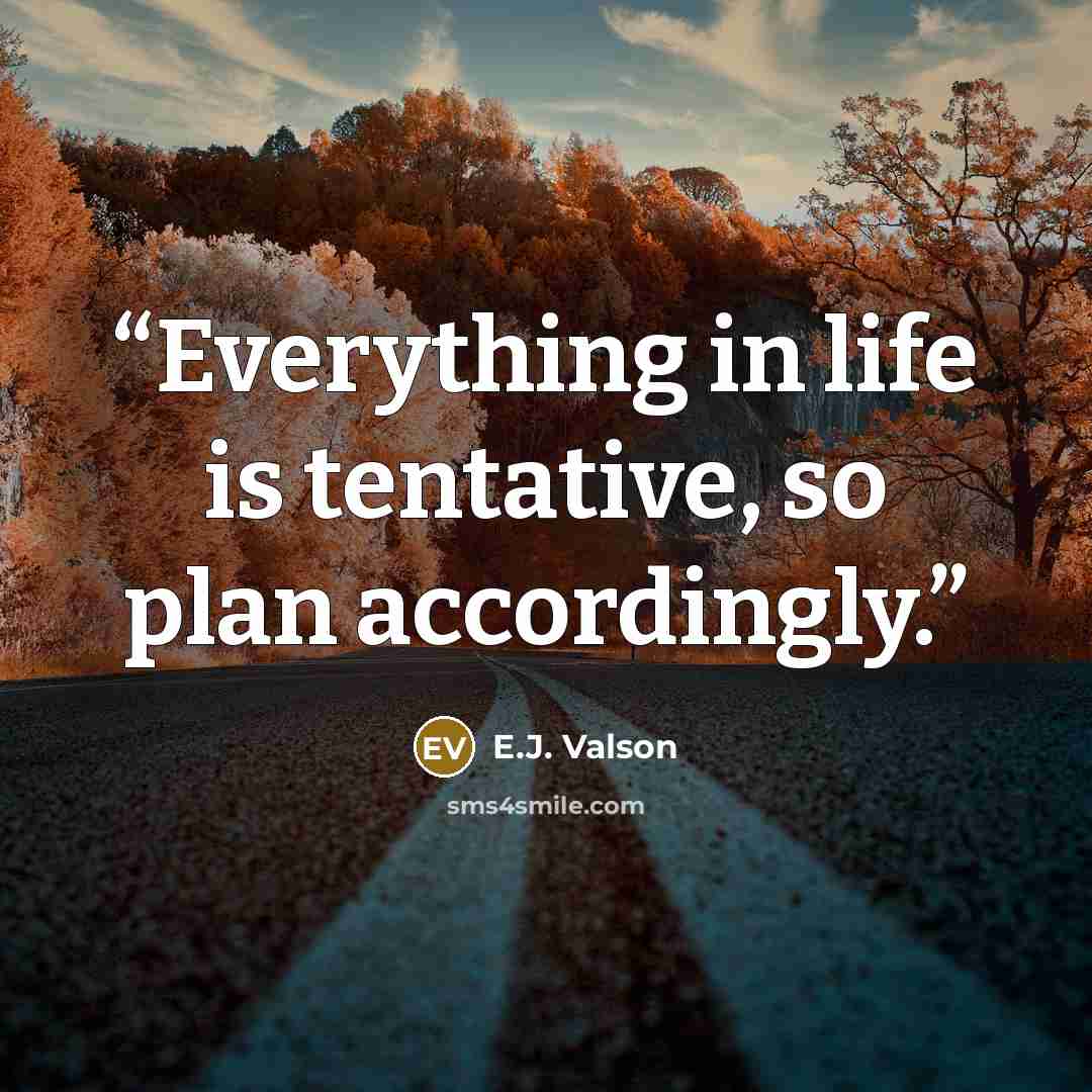 “Everything in life is tentative, so plan accordingly.” quote by E.J. Valson