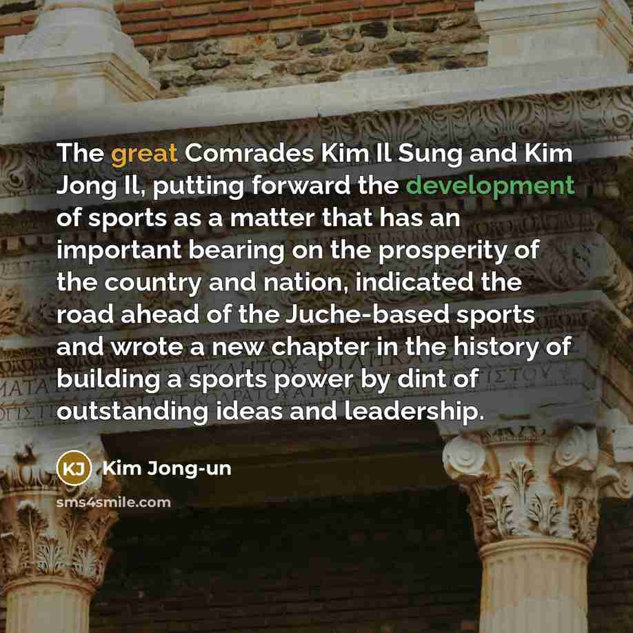 “The great Comrades Kim Il Sung and Kim Jong Il,…” quote by Kim Jong-un