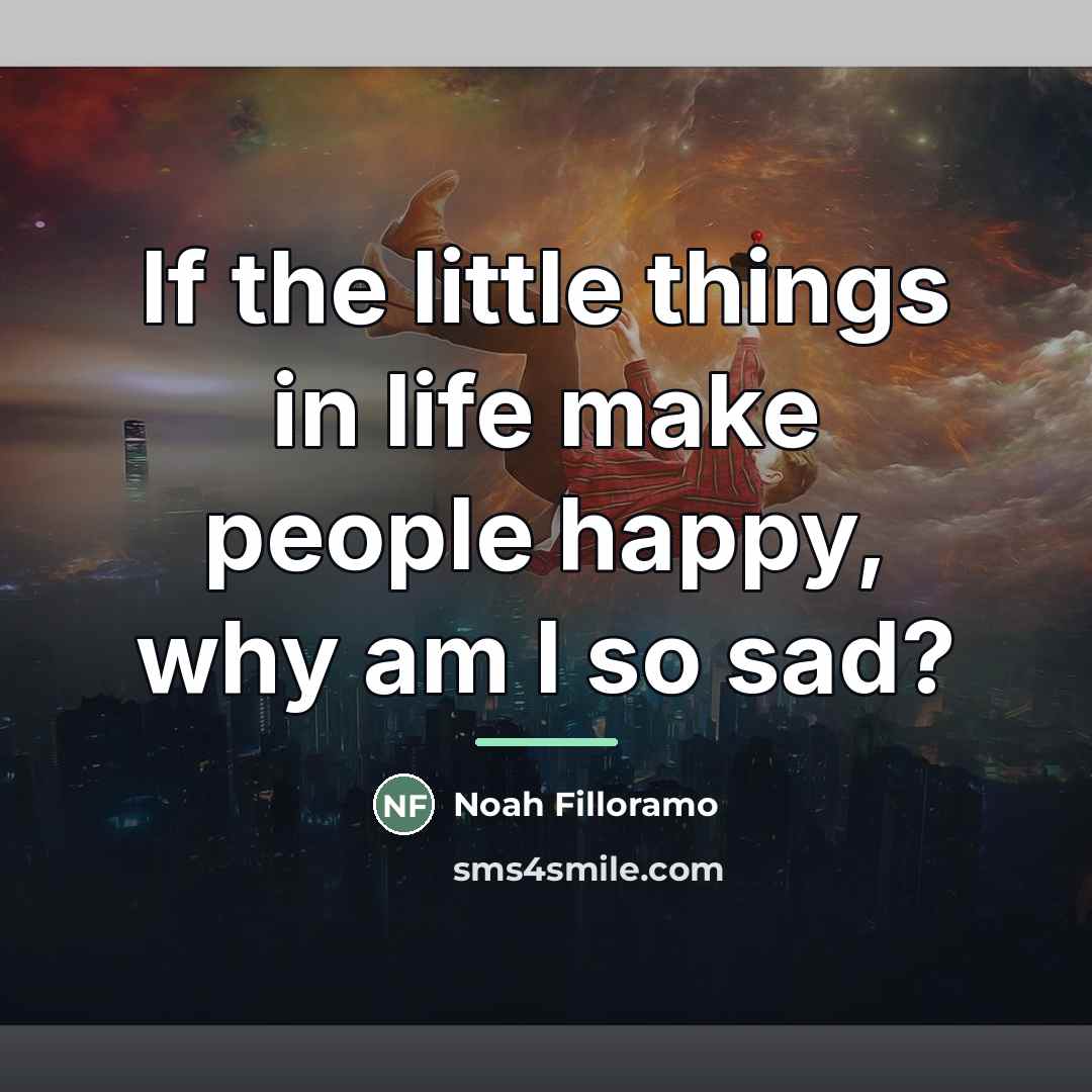 “If the little things in life make people happy, why…” quote by Noah Filloramo