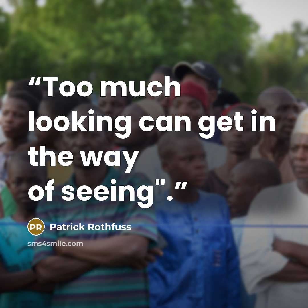 “Too much looking can get in the way of seeing".” quote by Patrick Rothfuss