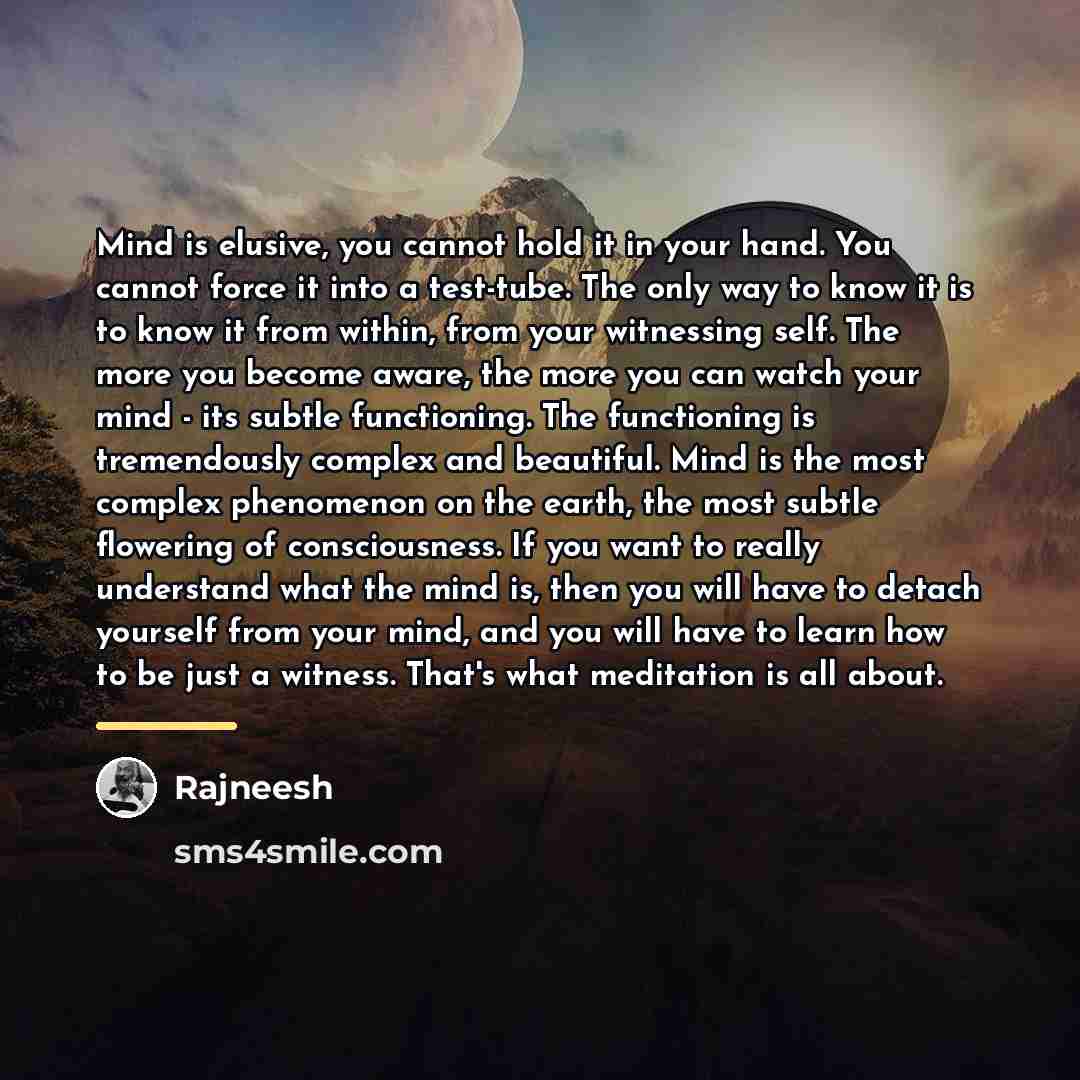 “Mind is elusive, you cannot hold it in your hand.…” quote by Rajneesh