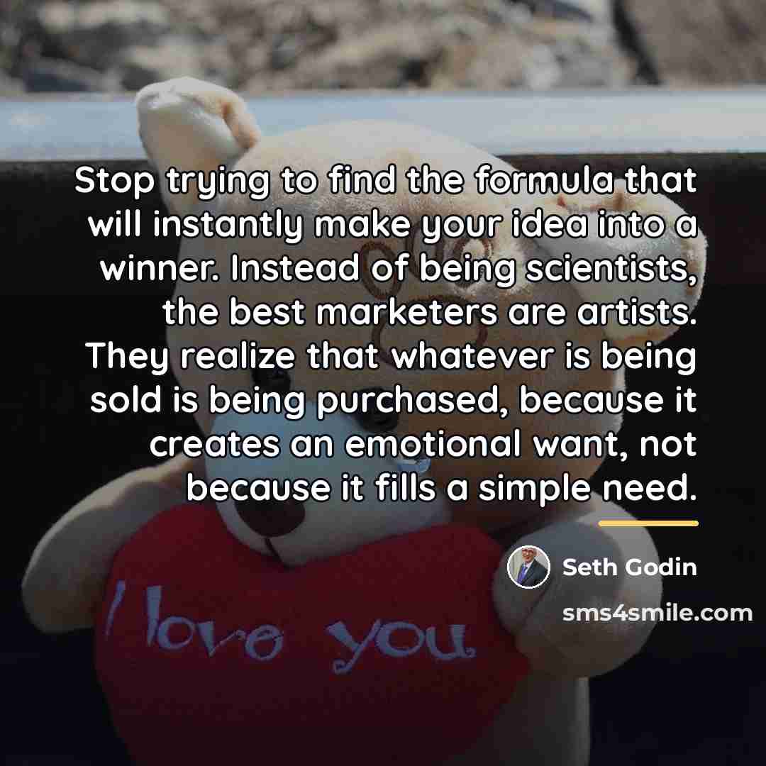 “Stop trying to find the formula that will instantly make…” quote by Seth Godin