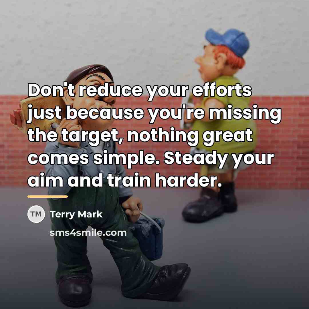 “Don't reduce your efforts just because you're missing the target,…” quote by Terry Mark