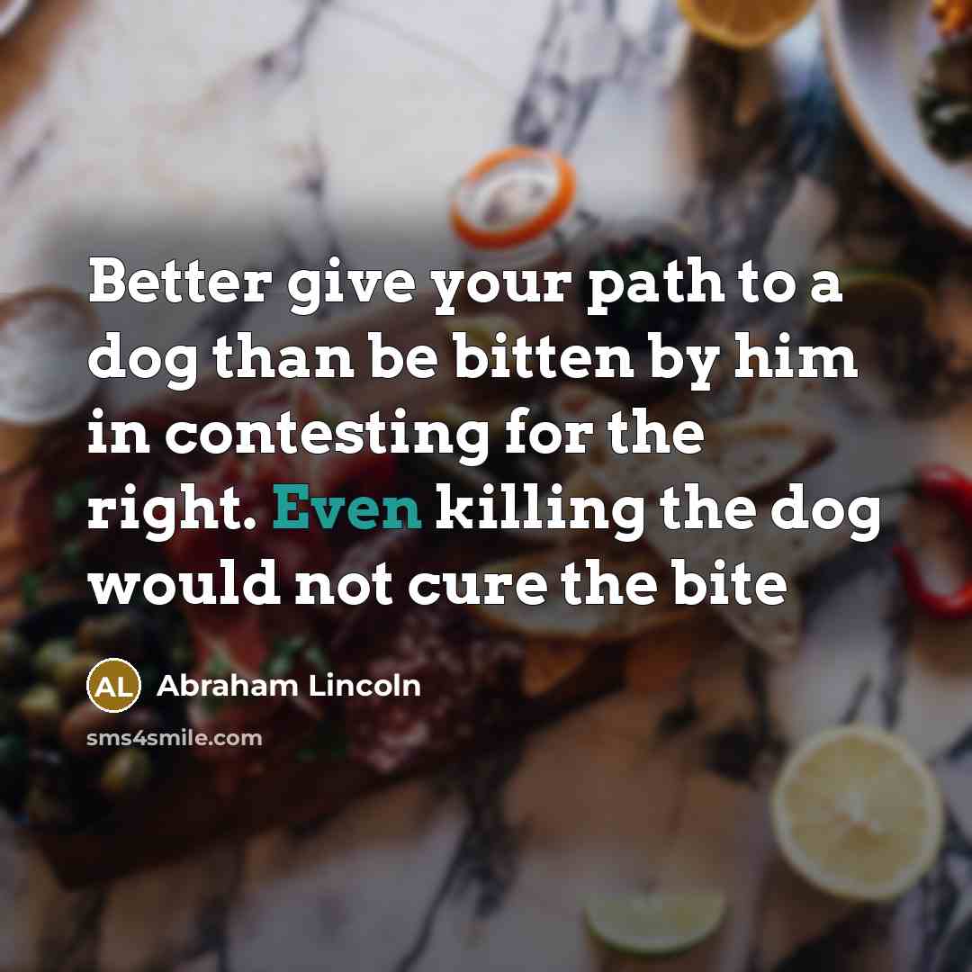 “Better give your path to a dog than be bitten…” quote by Abraham Lincoln