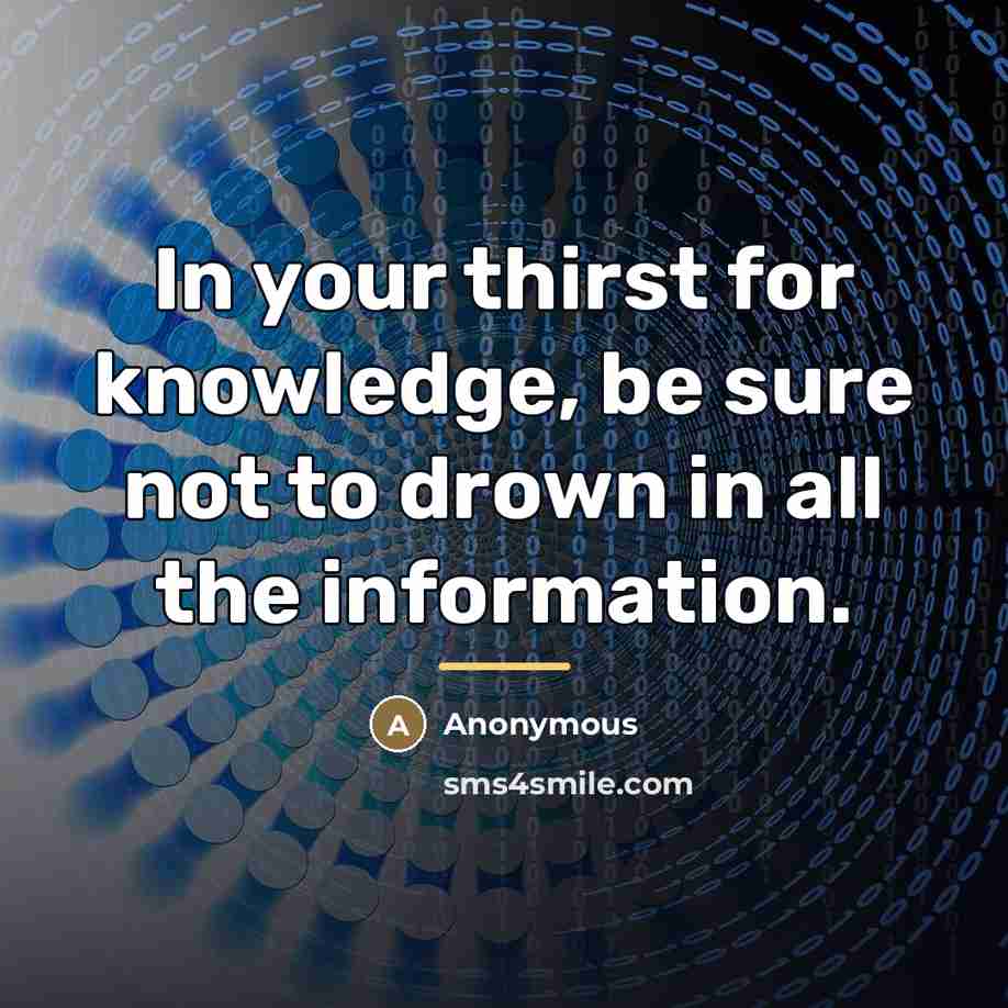 “In your thirst for knowledge, be sure not to drown…” quote by Anonymous