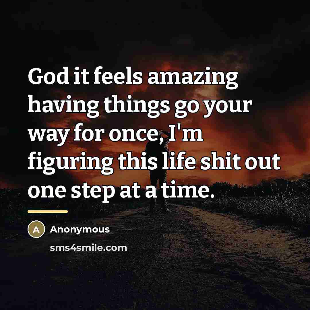 “God it feels amazing having things go your way for…” quote by Anonymous