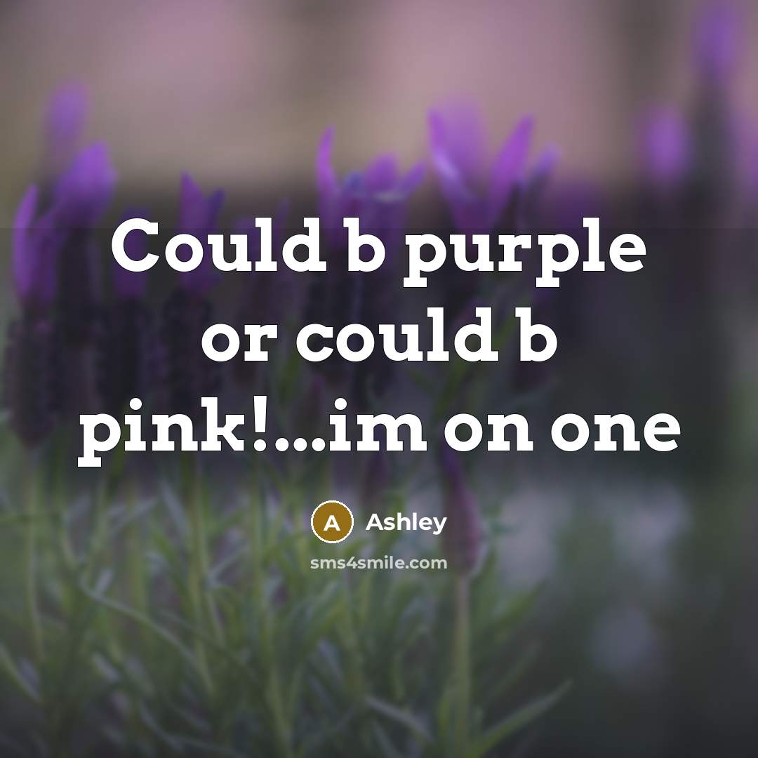 “Could b purple or could b pink!...im on one” quote by Ashley