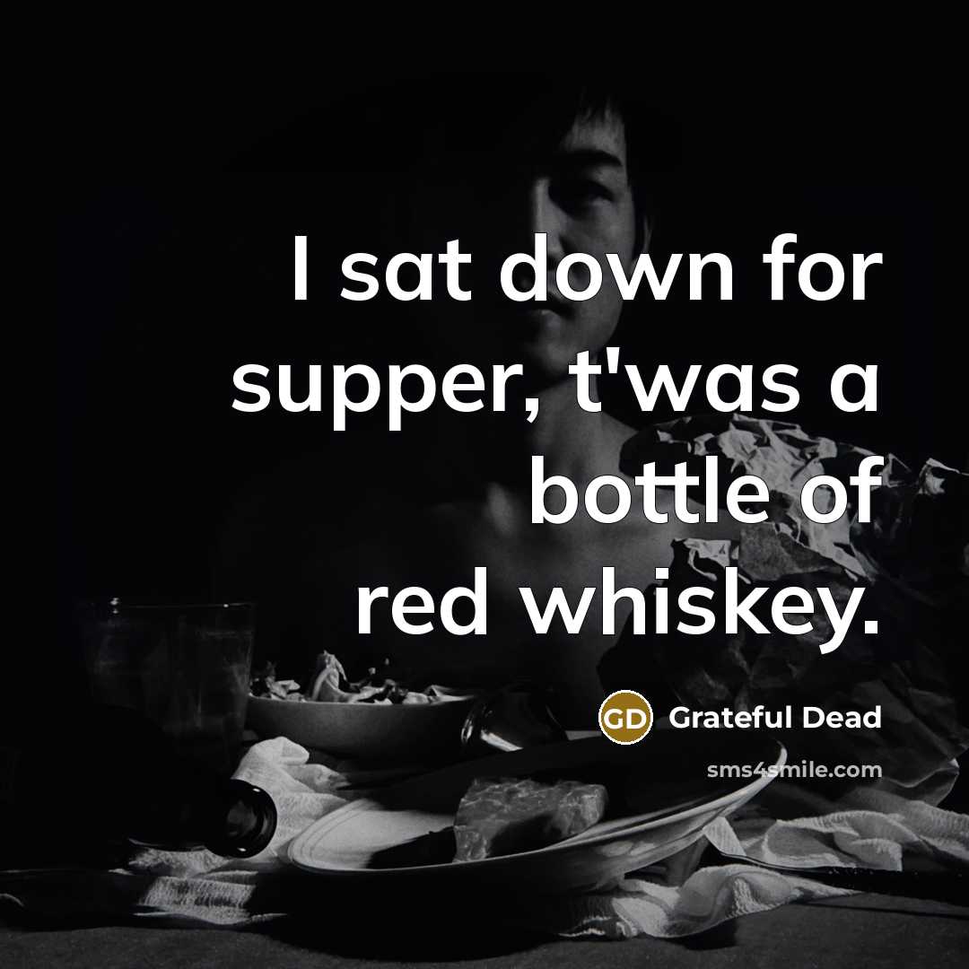 “I sat down for supper, t'was a bottle of red…” quote by Grateful Dead