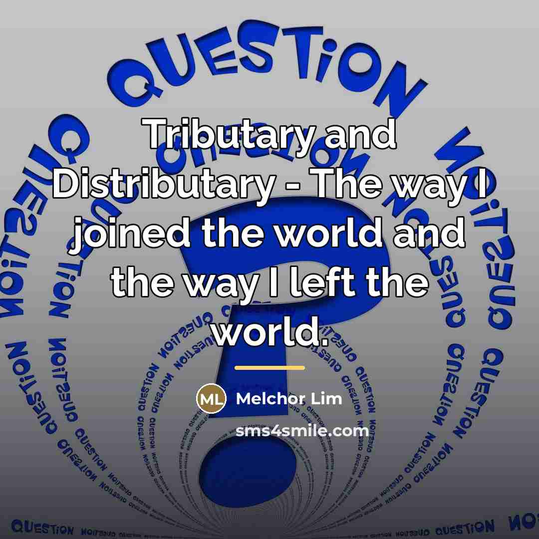“Tributary and Distributary - The way I joined the world…” quote by Melchor Lim
