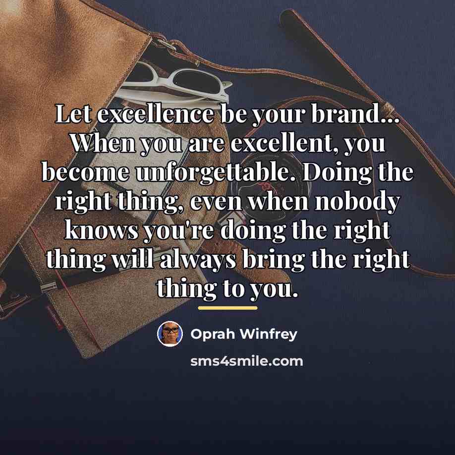 “Let excellence be your brand... When you are excellent, you…” quote by Oprah Winfrey