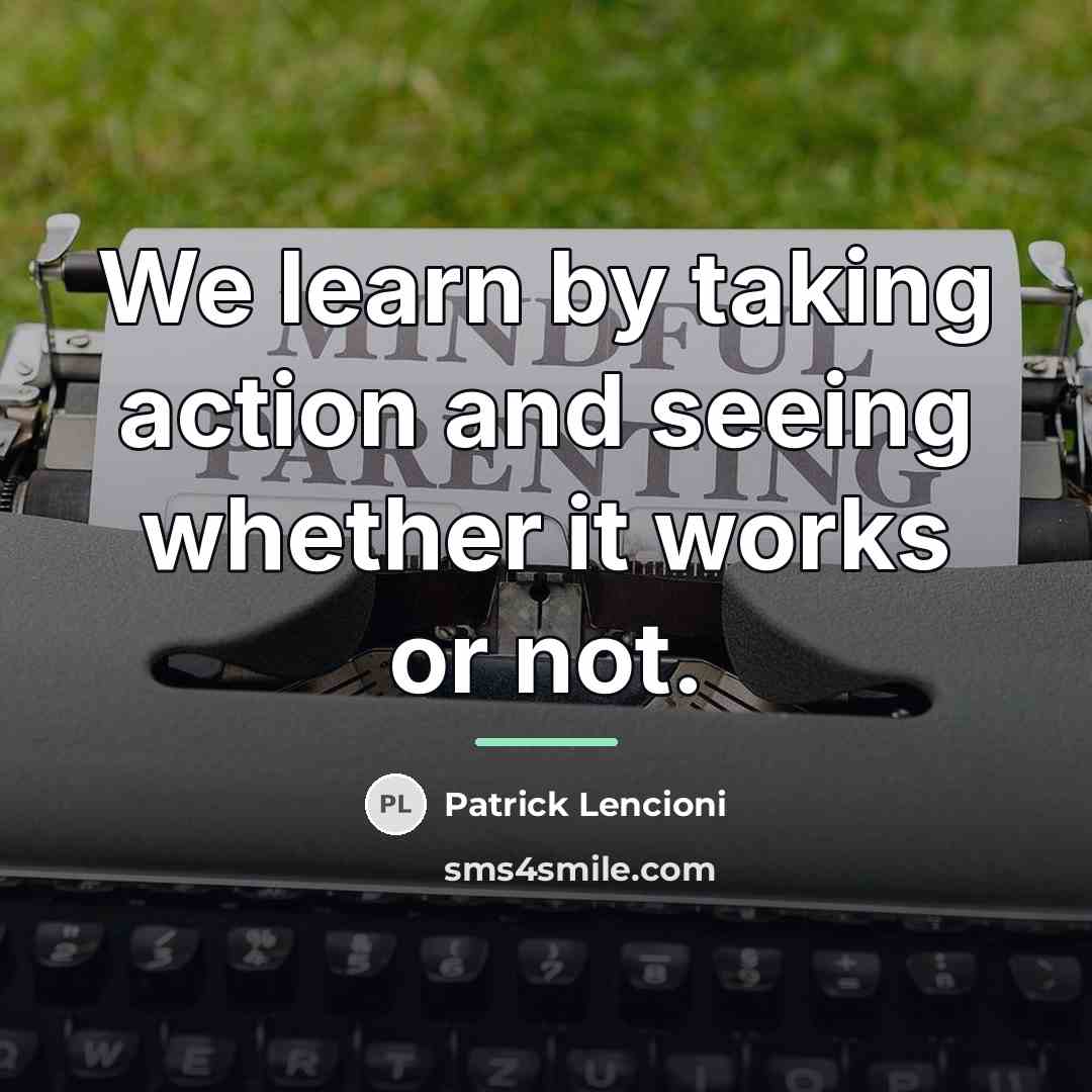 “We learn by taking action and seeing whether it works…” quote by Patrick Lencioni