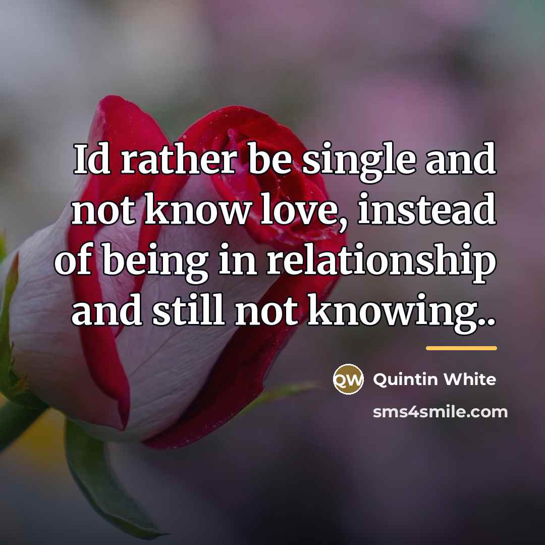 “Id rather be single and not know love, instead of…” quote by Quintin White