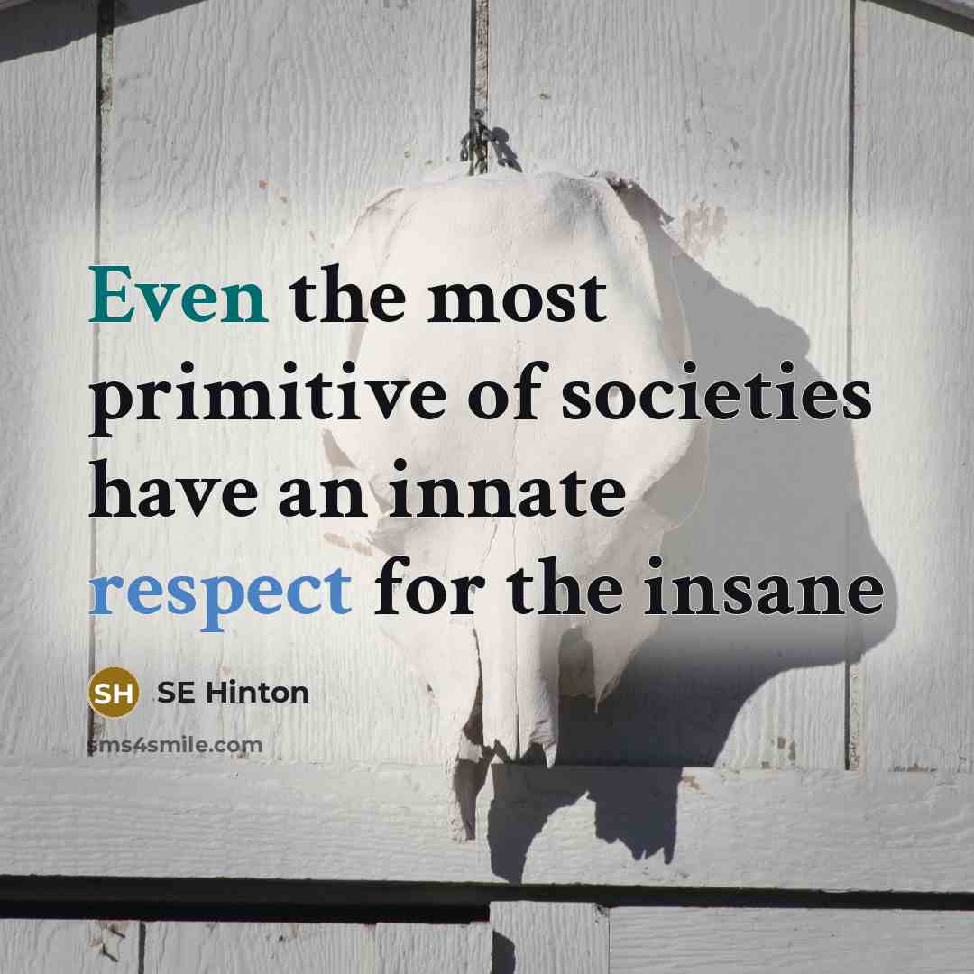 “Even the most primitive of societies have an innate respect…” quote by SE Hinton