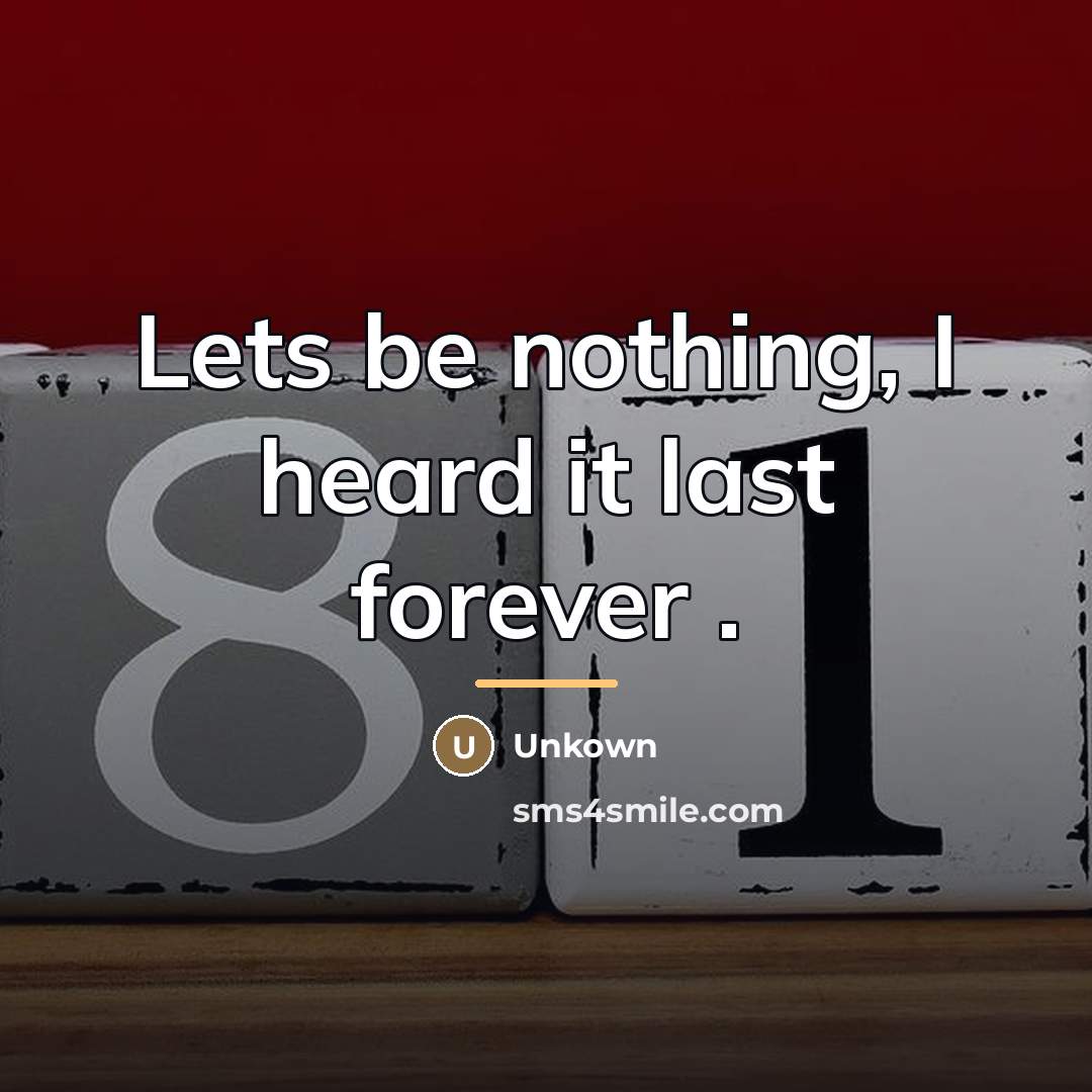 “Lets be nothing, I heard it last forever .…” quote by Unkown