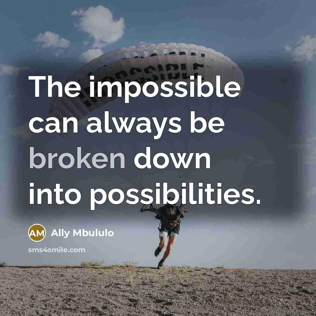 “The impossible can always be broken down into possibilities.” quote by Ally Mbululo