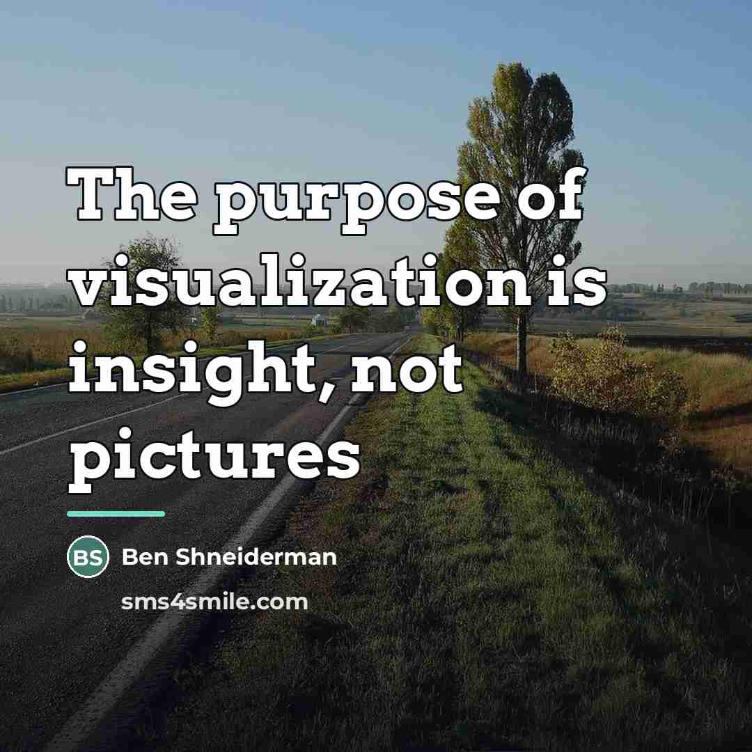 “The purpose of visualization is insight, not pictures…” quote by Ben Shneiderman
