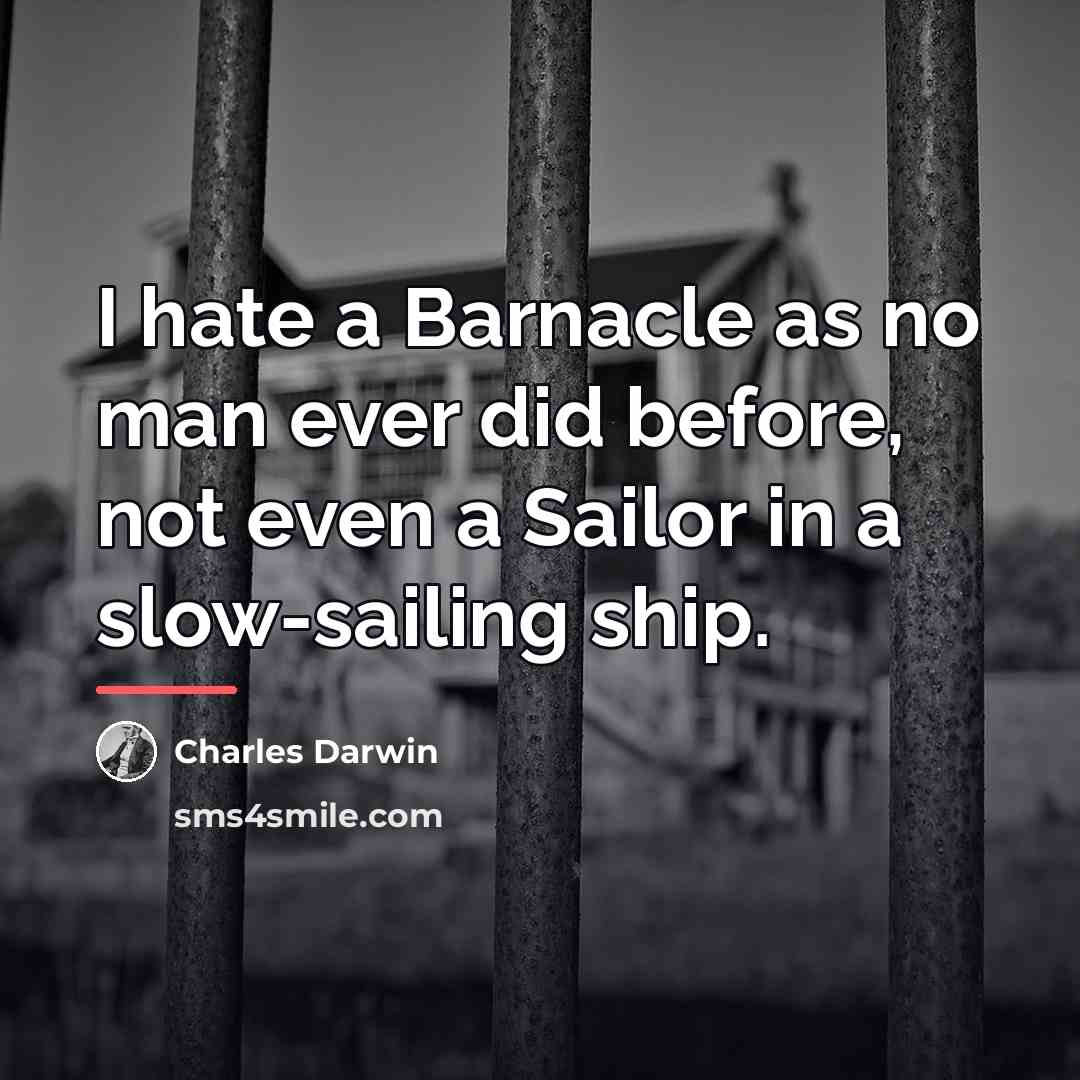 “I hate a Barnacle as no man ever did before,…” quote by Charles Darwin
