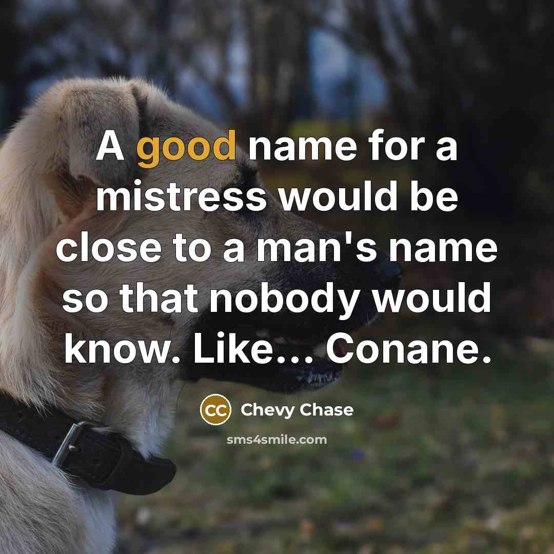 “A good name for a mistress would be close to…” quote by Chevy Chase