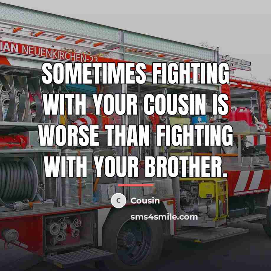 “Sometimes fighting with your cousin is worse than fighting with…” quote by Cousin