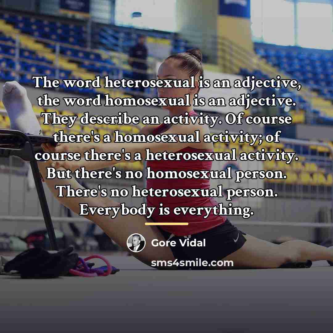 “The word heterosexual is an adjective, the word homosexual is…” quote by Gore Vidal