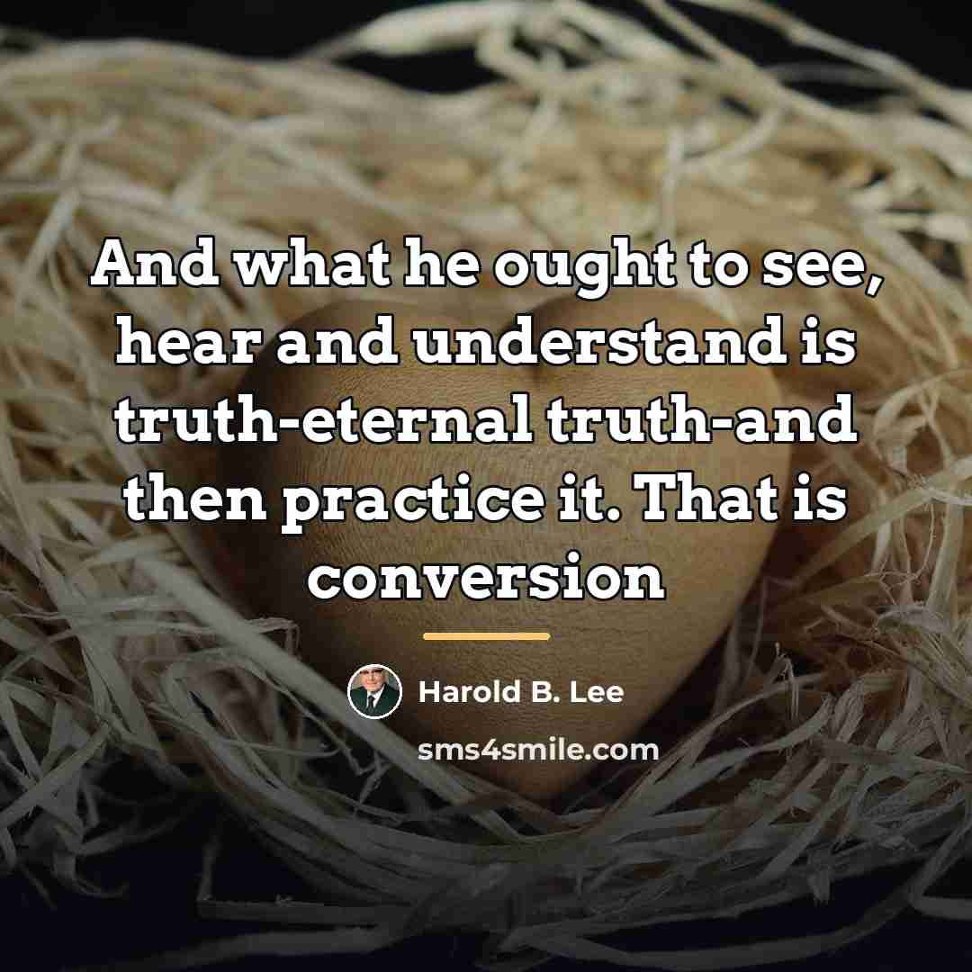 “And what he ought to see, hear and understand is…” quote by Harold B. Lee