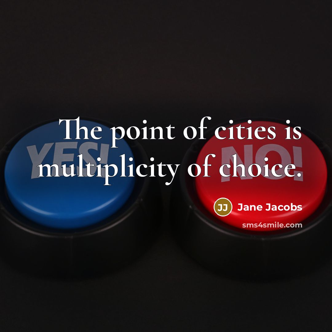 “The point of cities is multiplicity of choice.…” quote by Jane Jacobs