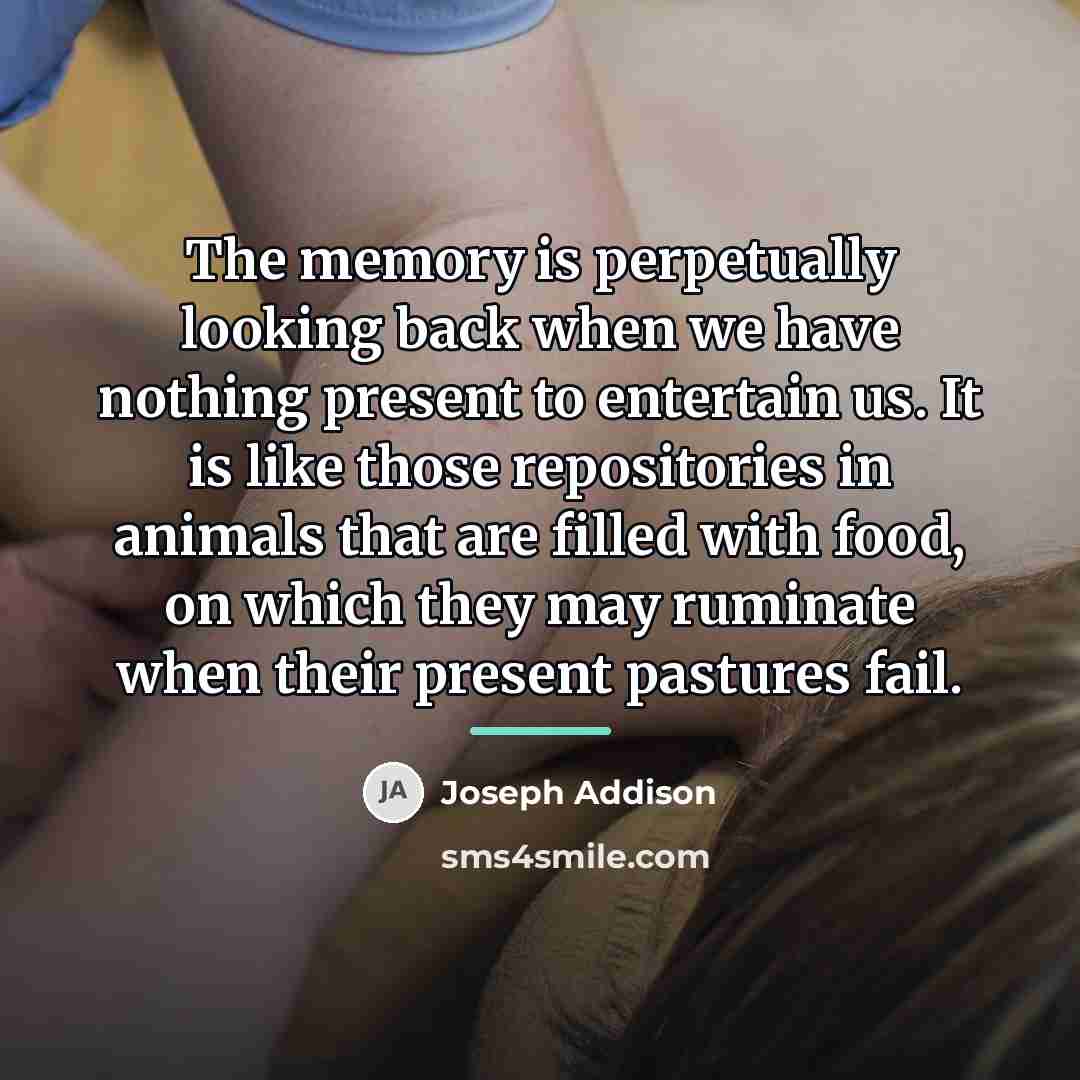 “The memory is perpetually looking back when we have nothing…” quote by Joseph Addison