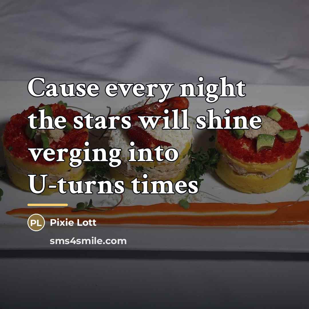 “Cause every night the stars will shine verging into U-turns…” quote by Pixie Lott