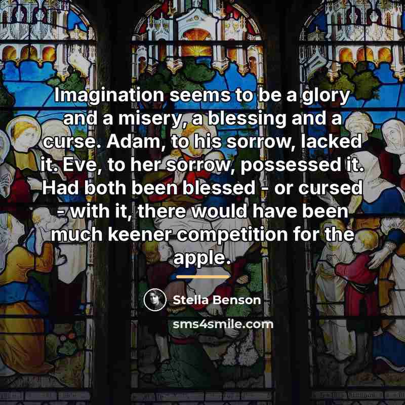 “Imagination seems to be a glory and a misery, a…” quote by Stella Benson