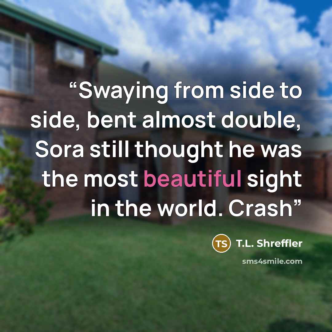 “Swaying from side to side, bent almost double, Sora still thought he was the most beautiful sight in the world. Crash” quote by T.L. Shreffler
