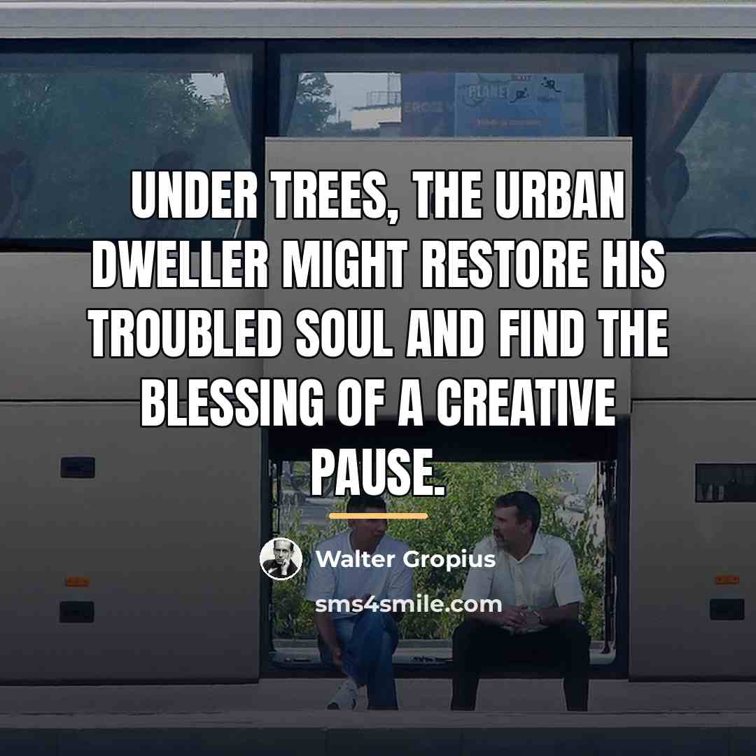 “Under trees, the urban dweller might restore his troubled soul…” quote by Walter Gropius