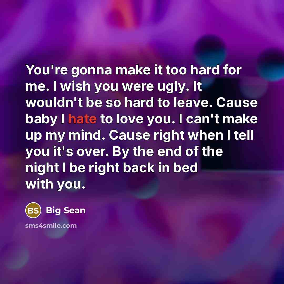 “You're gonna make it too hard for me. I wish…” quote by Big Sean