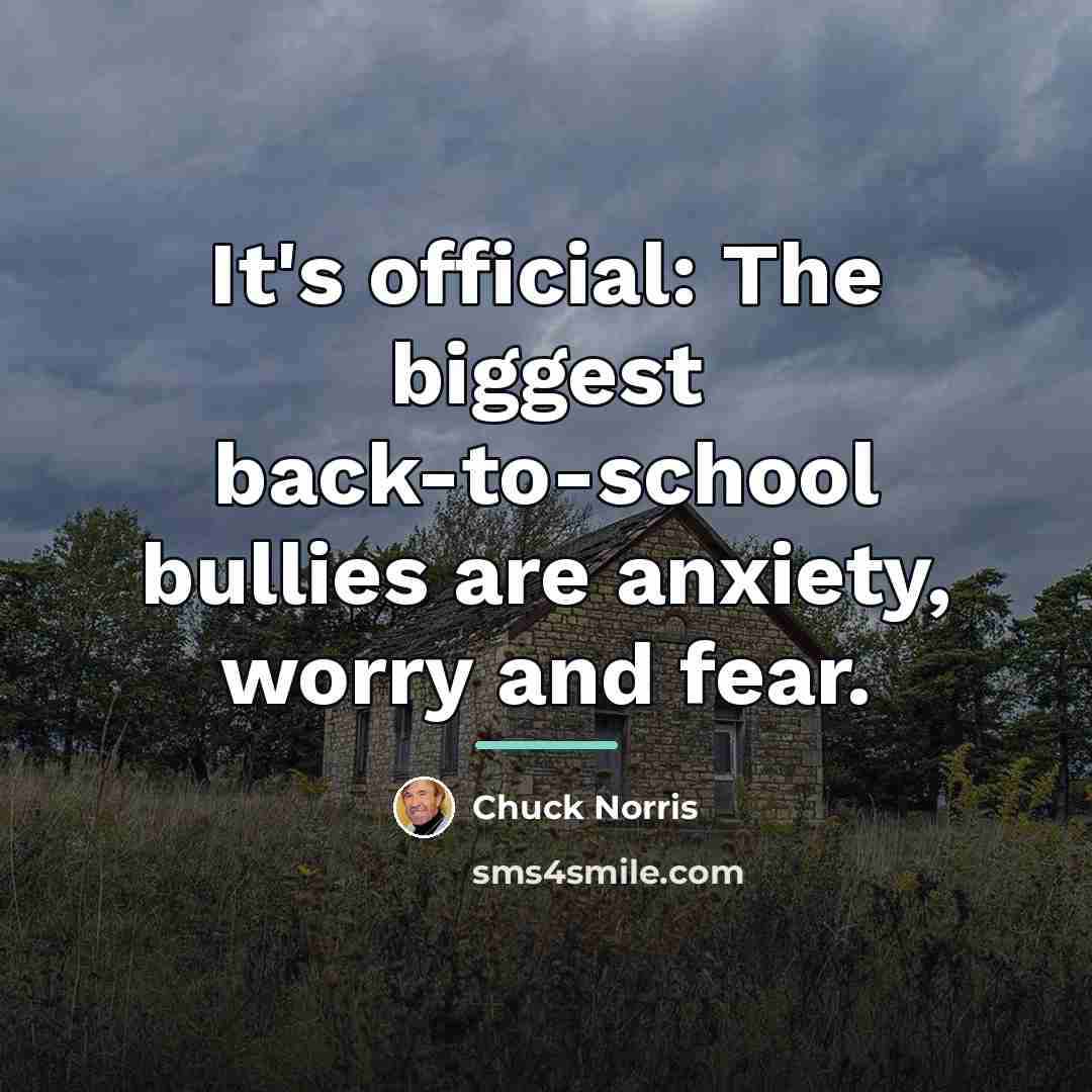 “It's official: The biggest back-to-school bullies are anxiety, worry and…” quote by Chuck Norris