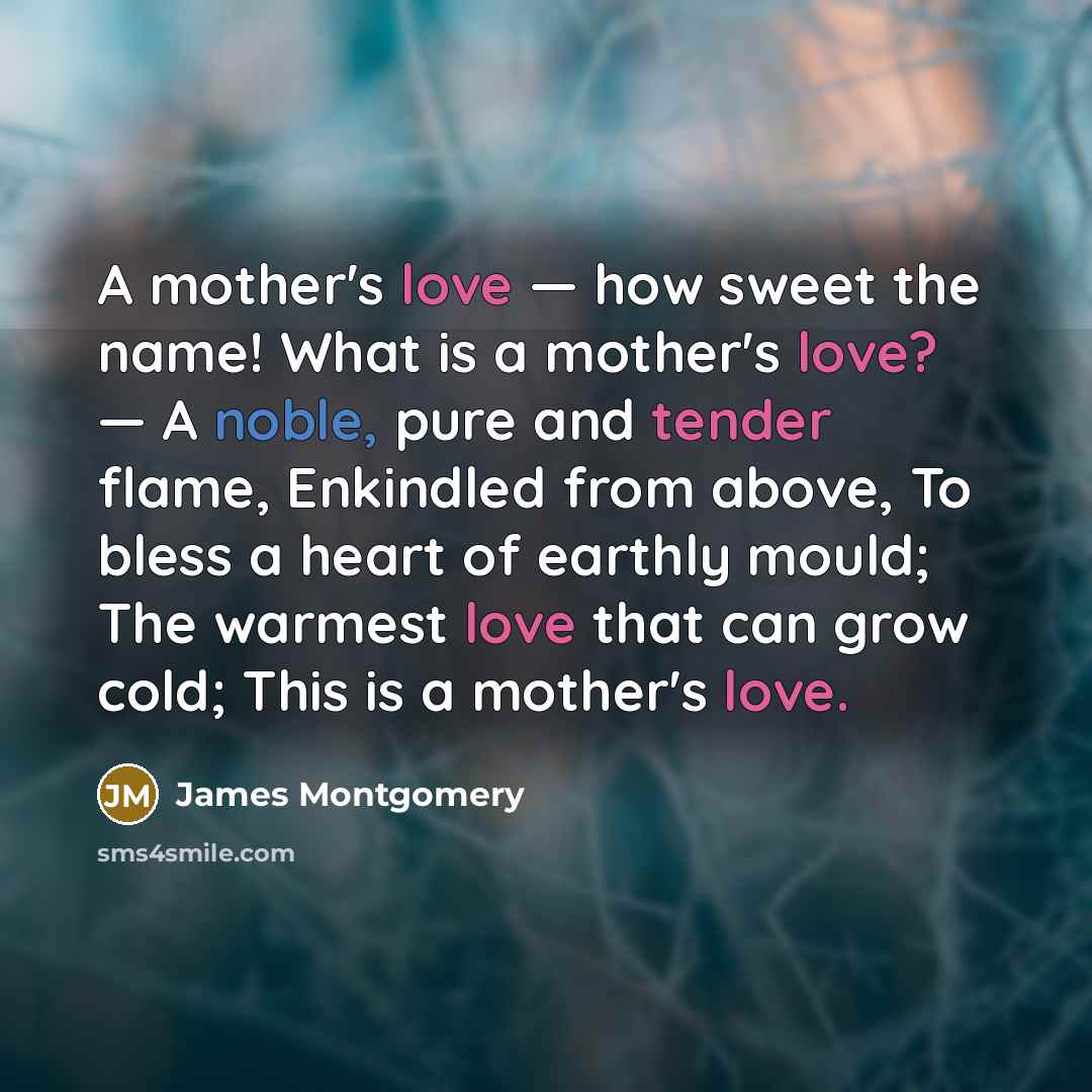 “A mother's love — how sweet the name! What is…” quote by James Montgomery
