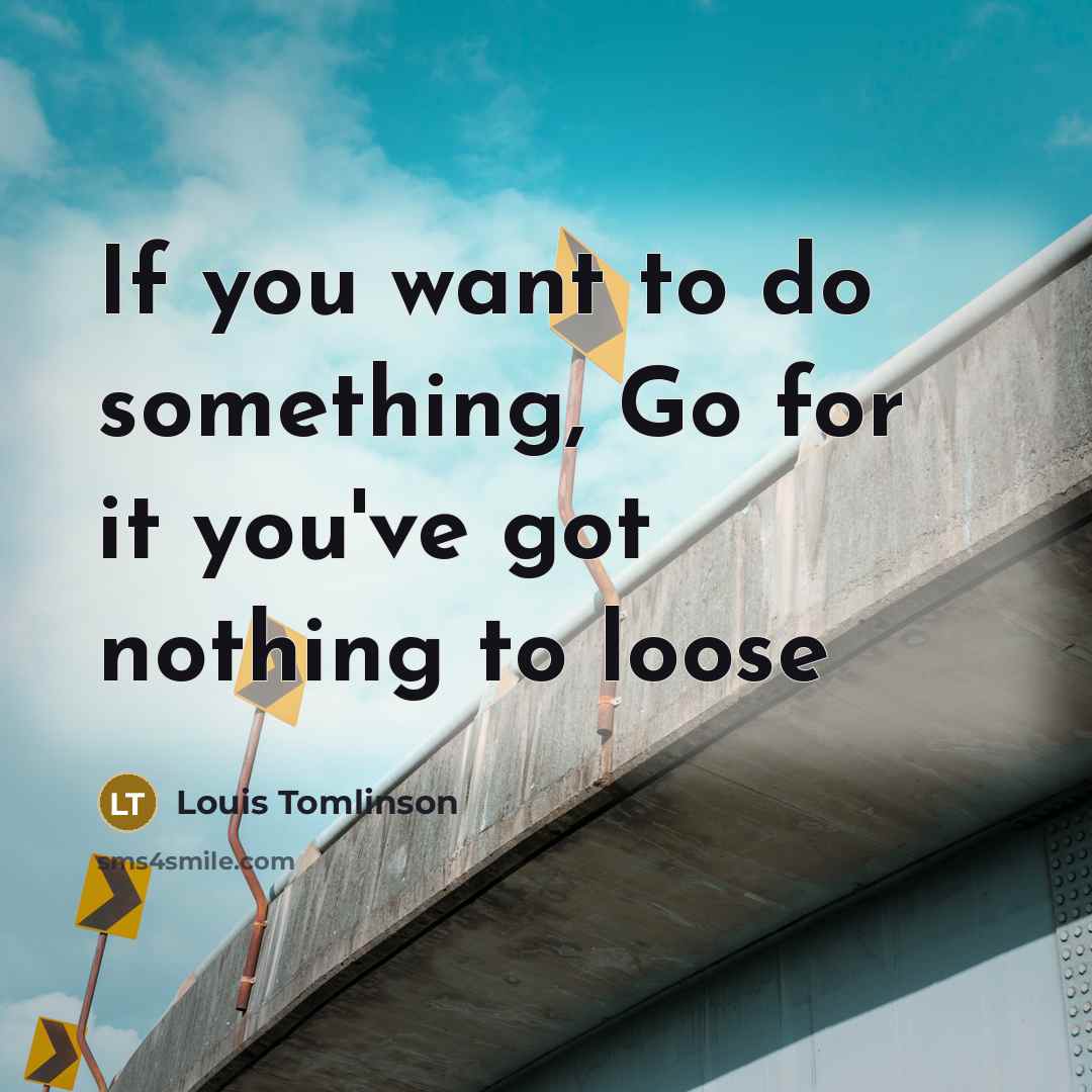 “If you want to do something, Go for it you've got nothing to loose” quote by Louis Tomlinson